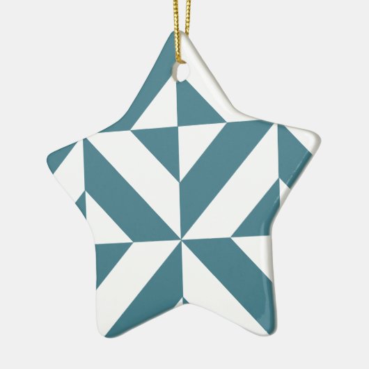 Diep Blauwgroen groen geometrisch decoderpatroon Keramisch Ornament (Links)