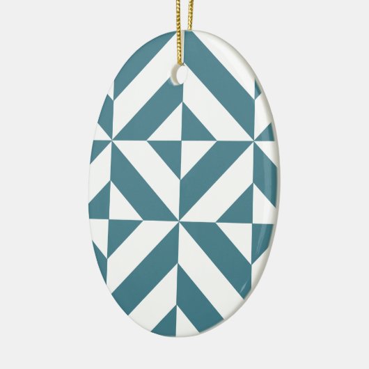 Diep Blauwgroen groen geometrisch decoderpatroon Keramisch Ornament (Links)