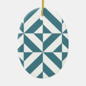 Diep Blauwgroen groen geometrisch decoderpatroon Keramisch Ornament (Voorkant)