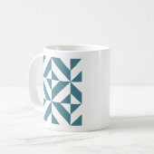 Diep Blauwgroen groen geometrisch decoderpatroon Koffiemok (Voorkant links)
