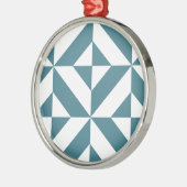 Diep Blauwgroen groen geometrisch decoderpatroon Metalen Ornament (Links)