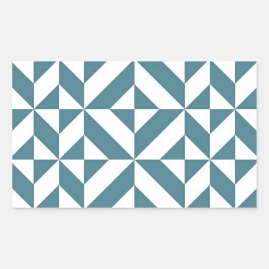 Diep Blauwgroen groen geometrisch decoderpatroon Rechthoekige Sticker (Voorkant)