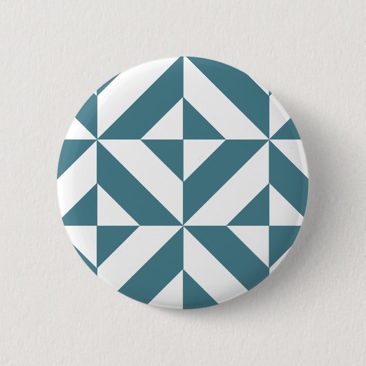 Diep Blauwgroen groen geometrisch decoderpatroon Ronde Button 5,7 Cm (Voorkant)