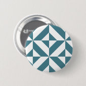 Diep Blauwgroen groen geometrisch decoderpatroon Ronde Button 5,7 Cm (Voorkant /achterkant)