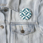 Diep Blauwgroen groen geometrisch decoderpatroon Ronde Button 5,7 Cm (In situ)