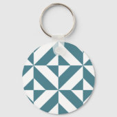 Diep Blauwgroen groen geometrisch decoderpatroon Sleutelhanger (Voorkant)
