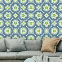 Diep Blauwgroen Lime Groen Modern Boheems Geometri