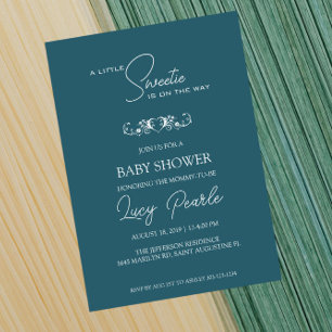 Diep Blauwgroen zoet op weg naar Baby shower Kaart