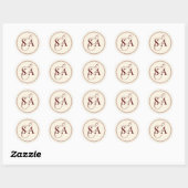 Diep bordeaux ivoor monogram oude geld bruiloft ronde sticker (Vel)