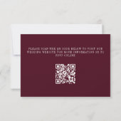 Diep bordeaux ivoor QR-code trouw RSVP kaart (Achterkant)