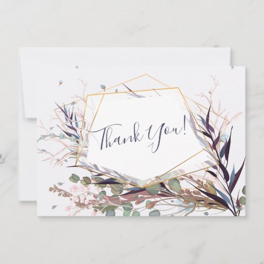 Diep bordeauxrood en Roze Wilde Bloemen Bedankkaar (Voorkant)