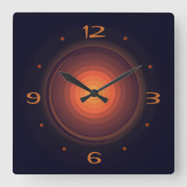 Diep bruin met Gold Swirl Center>Wandklokken Vierkante Klok