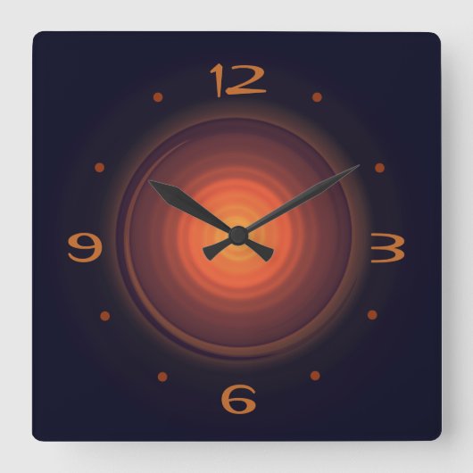 Diep bruin met Gold Swirl Center>Wandklokken Vierkante Klok (Voorkant)