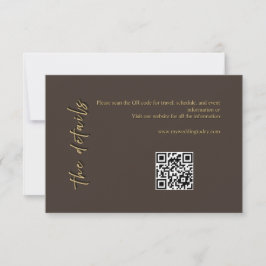 Diep bruine en gouden trouwbijlagekaart RSVP kaartje