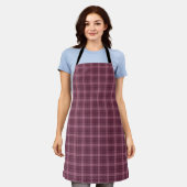 Diep Cranberryrood Tartan Geruit Schort (Gedragen)