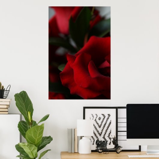 Diep, donkerrode rozen poster (Thuiskantoor)