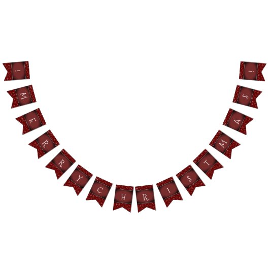 Diep donkerrood vignet altijd vrolijk kerstfeest vlaggetjes (Alle)