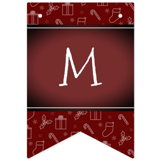 Diep donkerrood vignet altijd vrolijk kerstfeest vlaggetjes (Tweede vlag)