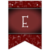 Diep donkerrood vignet altijd vrolijk kerstfeest vlaggetjes (Derde vlag)