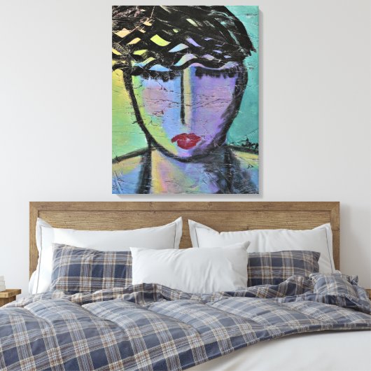 Diep doordacht Abstract acrylverf Canvas Afdruk (Insitu (Slaapkamer))