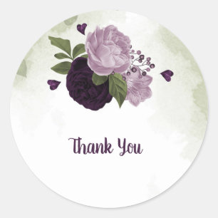 Diep- en lichte paarse bloemen groen ronde sticker