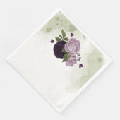Diep- en lichte paarse bloemen groen servet (Hoek)