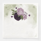 Diep- en lichte paarse bloemen groen servet (Voorkant)