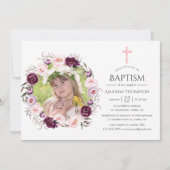 Diep fluweel en Struik roze doop of doop Kaart (Voorkant)