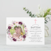 Diep fluweel en Struik roze doop of doop Kaart (Staand voorkant)