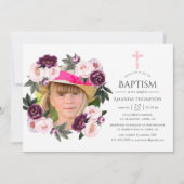 Diep fluweel en Struik roze doop of doop Kaart (Voorkant)