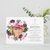 Diep fluweel en Struik roze doop of doop Kaart (Staand voorkant)