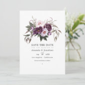 Diep fluwelen bloem bruiloftsfoto save the date (Staand voorkant)