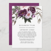 Diep fluwelen bloemige trouw-feest met beperkte ga aankondiging (Voorkant / Achterkant)