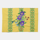 Diep geel met bloemen theedoek (Horizontaal)