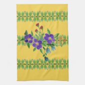 Diep geel met bloemen theedoek (Verticaal)