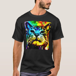 Diep gekleurd kattengezicht schattig katje t-shirt