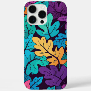 Diep getinte eikenbladeren kleurrijk herfstpatroon iPhone 16 pro max hoesje