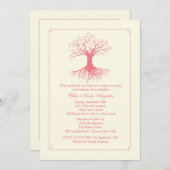 Diep gewortelde roze doopuitnodiging kaart (Voorkant / Achterkant)