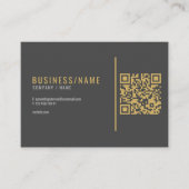 Diep grijs en luxe gouden QR-code Visitekaartje (Voorkant)