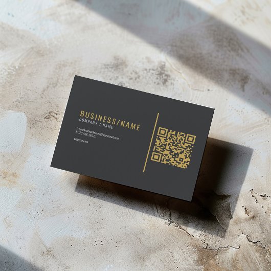 Diep grijs en luxe gouden QR-code Visitekaartje