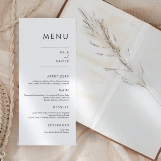 Diep grijs en wit | Modern Minimal Wedding Menu