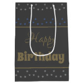 Diep Grijs Ster Patroon Accent Medium Cadeauzakje (Achterkant)