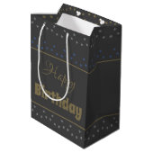 Diep Grijs Ster Patroon Accent Medium Cadeauzakje (Achterkant Gekanteld)