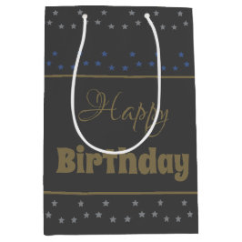 Diep grijs sterpatroon accent medium cadeauzakje