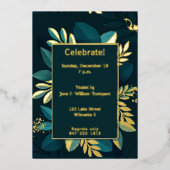 Diep groen bladgoud folie uitnodiging (Voorkant)