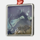 Diep groen bos op het land metalen ornament (Links)