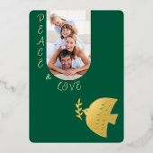 Diep Groen, Boter Geel & Goud Kerstfoto Folie Feestdagenkaart (Voorkant)