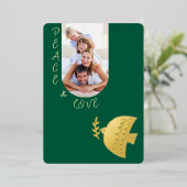 Diep Groen, Boter Geel & Goud Kerstfoto Folie Feestdagenkaart (Staand Voorkant)