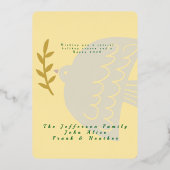 Diep Groen, Boter Geel & Goud Kerstfoto Folie Feestdagenkaart (Achterkant)