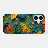 Diep groen en Sinaasappel papier gesneden tropisch iPhone 16 Hoesje (Achterkant horizontaal)